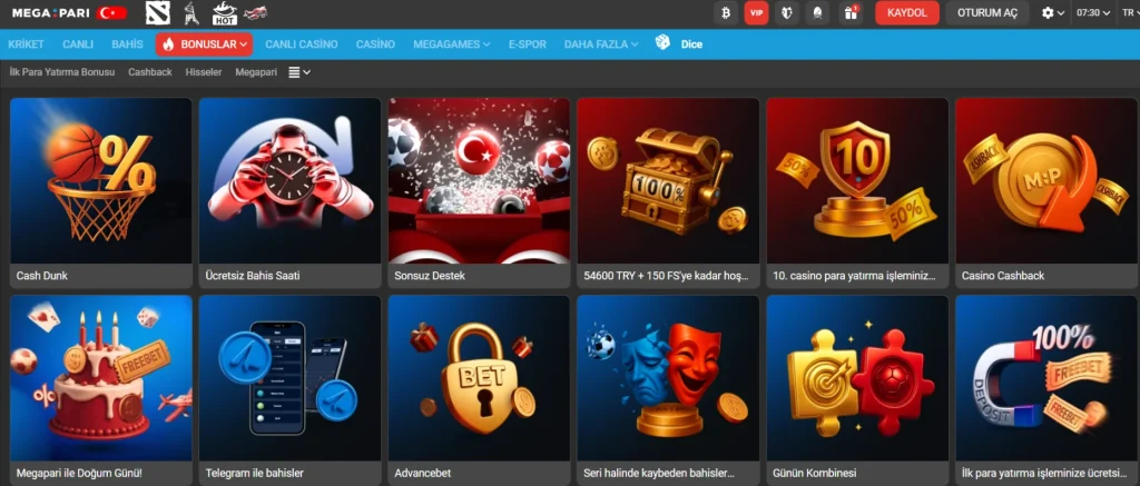 Megapari Türkiye Casino Bonusları Megapari Türkiye Casino Bonusları Görüntüsü