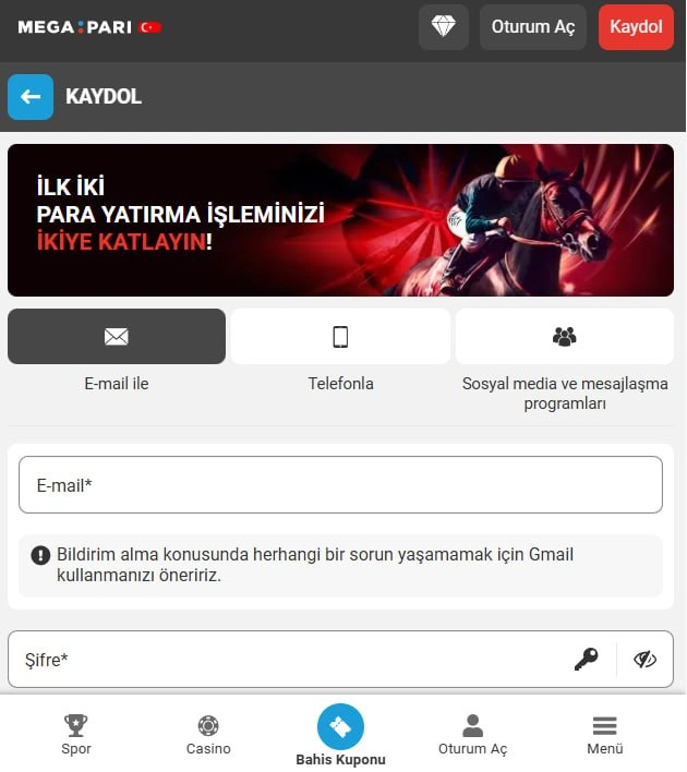 Megapari Türkiye iOS Uygulama Kaydının Görüntüsü
